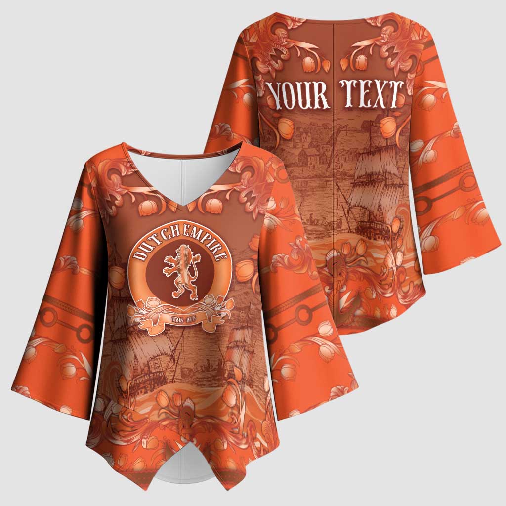 Personalized Dutch Empire Kimono Sleeve Blouse Tulip Ornaments Vintage Style - Wonder Print Shop