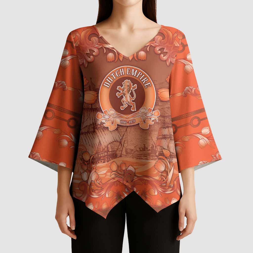 Personalized Dutch Empire Kimono Sleeve Blouse Tulip Ornaments Vintage Style - Wonder Print Shop