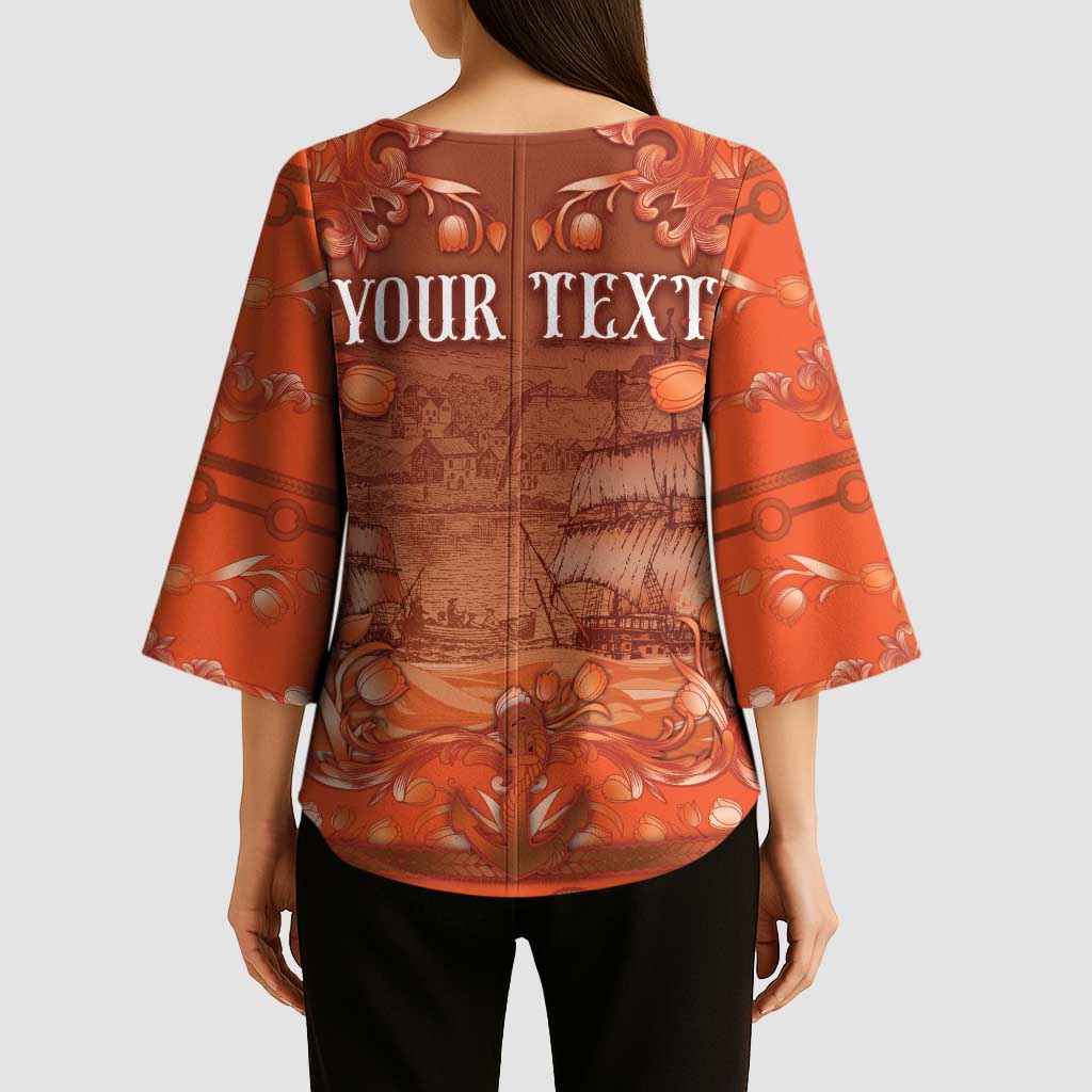 Personalized Dutch Empire Kimono Sleeve Blouse Tulip Ornaments Vintage Style - Wonder Print Shop