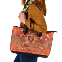 Dutch Empire Leather Tote Bag Tulip Ornaments Vintage Style - Wonder Print Shop