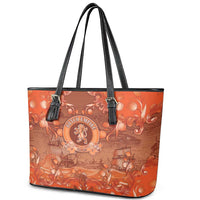 Dutch Empire Leather Tote Bag Tulip Ornaments Vintage Style - Wonder Print Shop
