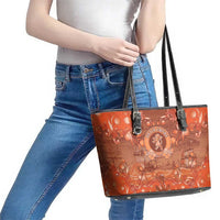 Dutch Empire Leather Tote Bag Tulip Ornaments Vintage Style - Wonder Print Shop