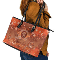 Dutch Empire Leather Tote Bag Tulip Ornaments Vintage Style - Wonder Print Shop