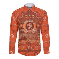 Personalized Dutch Empire Long Sleeve Button Shirt Tulip Ornaments Vintage Style - Wonder Print Shop
