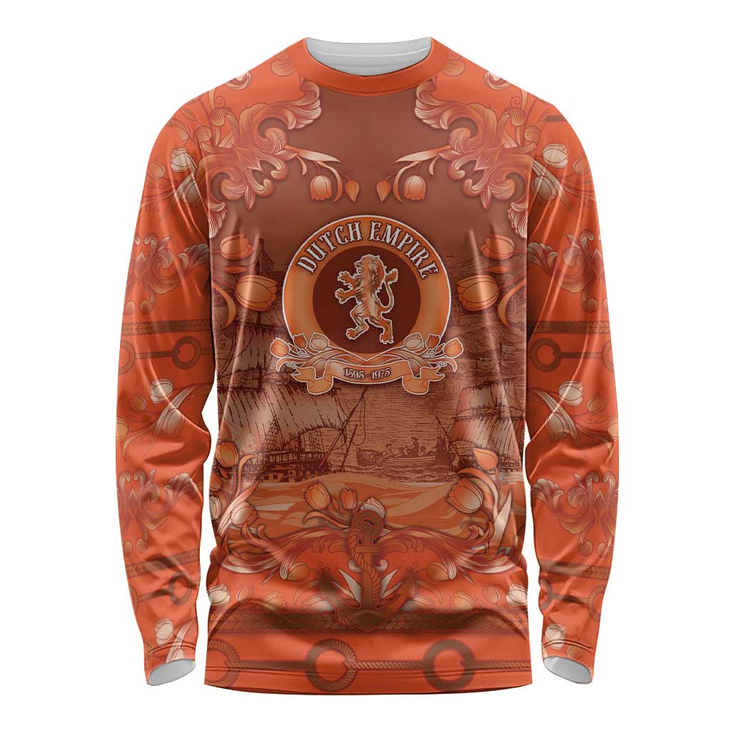 Personalized Dutch Empire Long Sleeve Shirt Tulip Ornaments Vintage Style - Wonder Print Shop