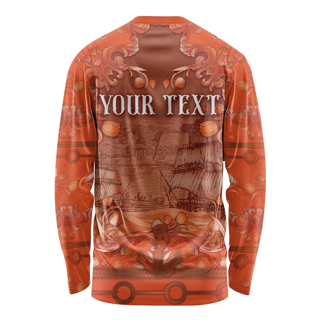 Personalized Dutch Empire Long Sleeve Shirt Tulip Ornaments Vintage Style - Wonder Print Shop