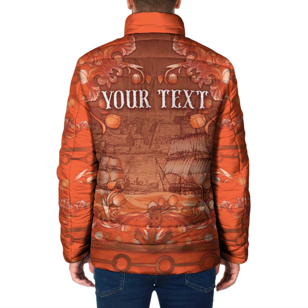 Personalized Dutch Empire Padded Jacket Tulip Ornaments Vintage Style - Wonder Print Shop