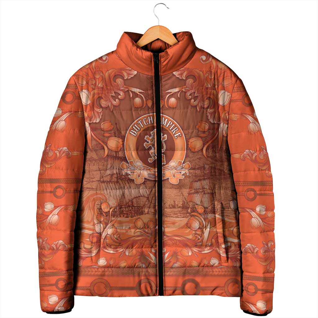 Personalized Dutch Empire Padded Jacket Tulip Ornaments Vintage Style - Wonder Print Shop