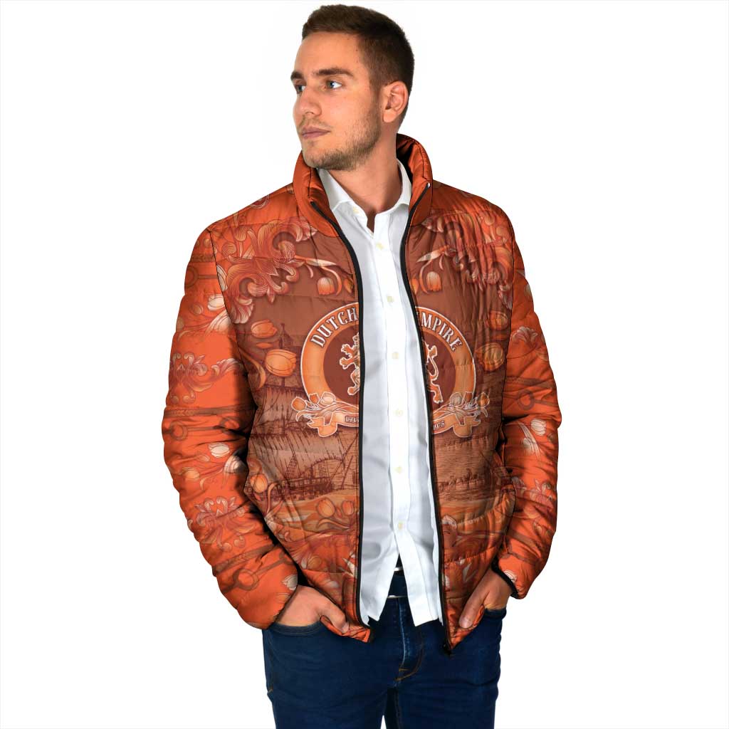 Personalized Dutch Empire Padded Jacket Tulip Ornaments Vintage Style - Wonder Print Shop