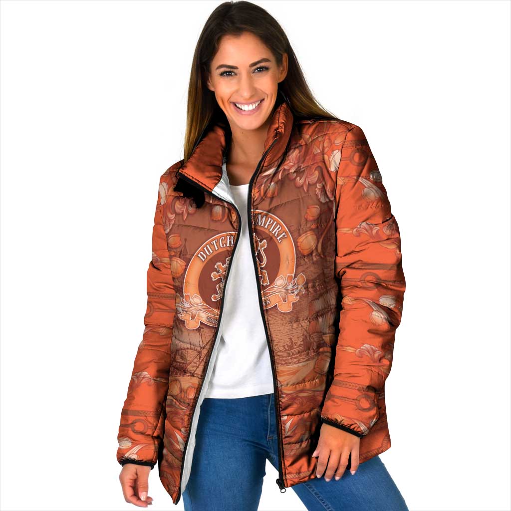Personalized Dutch Empire Padded Jacket Tulip Ornaments Vintage Style - Wonder Print Shop
