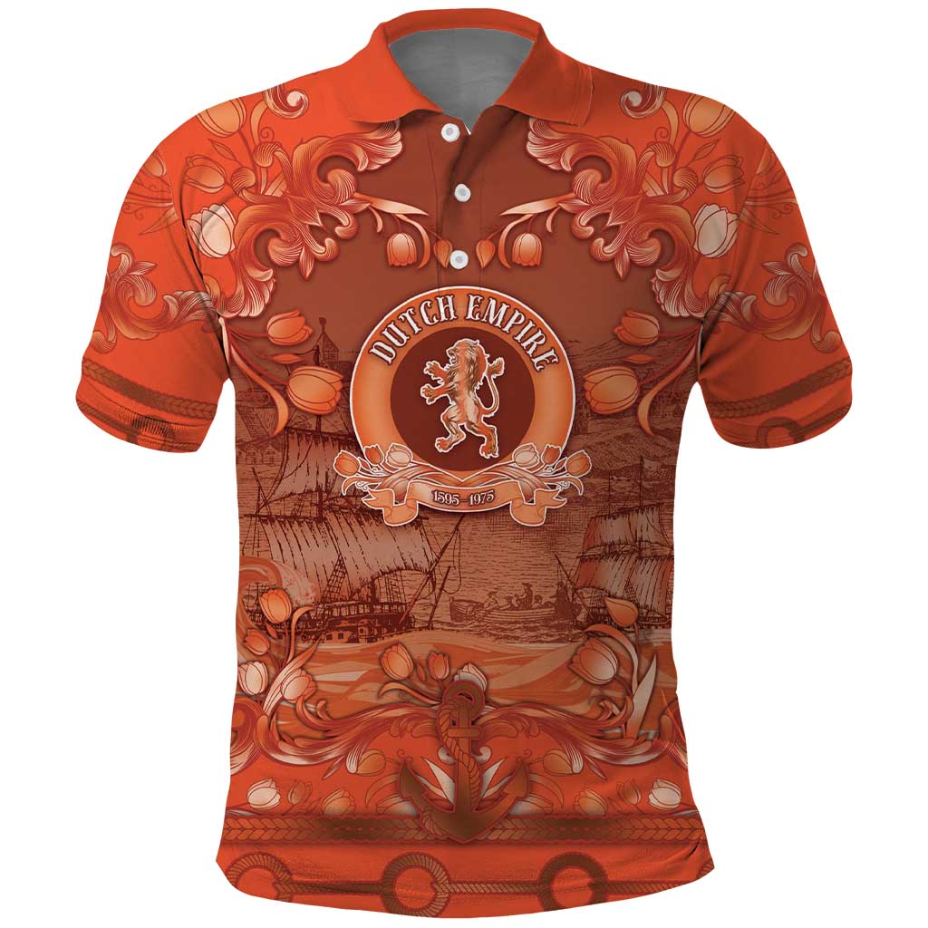 Personalized Dutch Empire Polo Shirt Tulip Ornaments Vintage Style - Wonder Print Shop