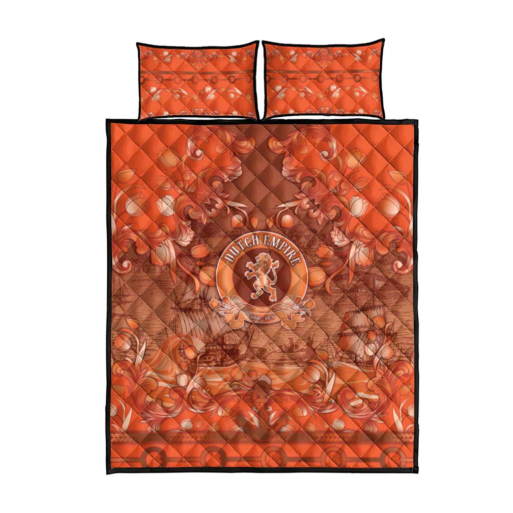Dutch Empire Quilt Bed Set Tulip Ornaments Vintage Style - Wonder Print Shop