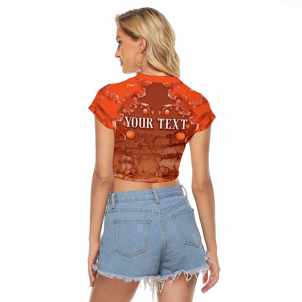 Personalized Dutch Empire Raglan Cropped T Shirt Tulip Ornaments Vintage Style - Wonder Print Shop