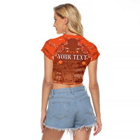 Personalized Dutch Empire Raglan Cropped T Shirt Tulip Ornaments Vintage Style - Wonder Print Shop