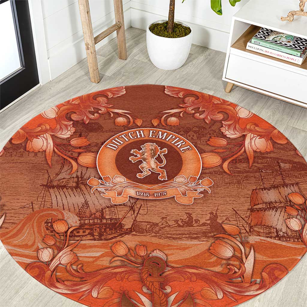 Dutch Empire Round Carpet Tulip Ornaments Vintage Style - Wonder Print Shop