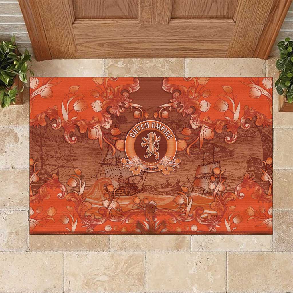 Dutch Empire Rubber Doormat Tulip Ornaments Vintage Style - Wonder Print Shop