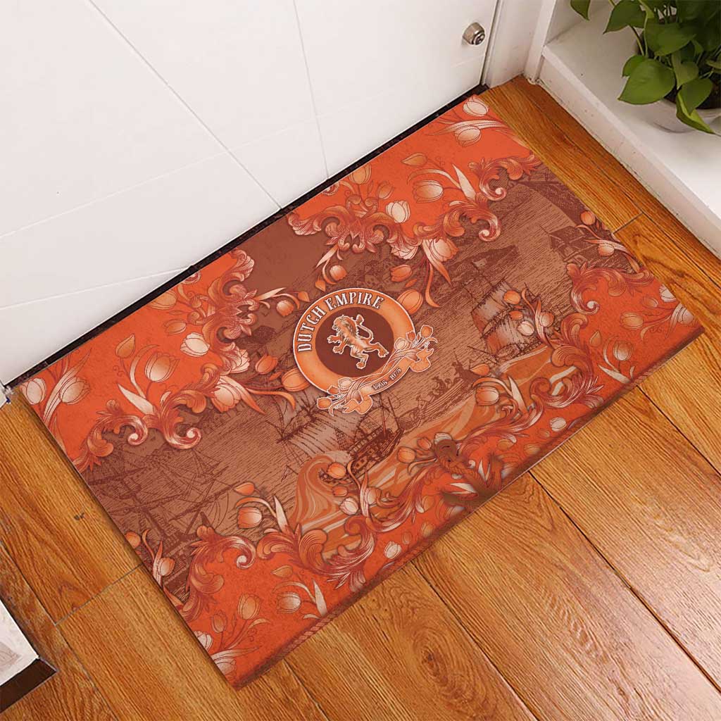 Dutch Empire Rubber Doormat Tulip Ornaments Vintage Style - Wonder Print Shop