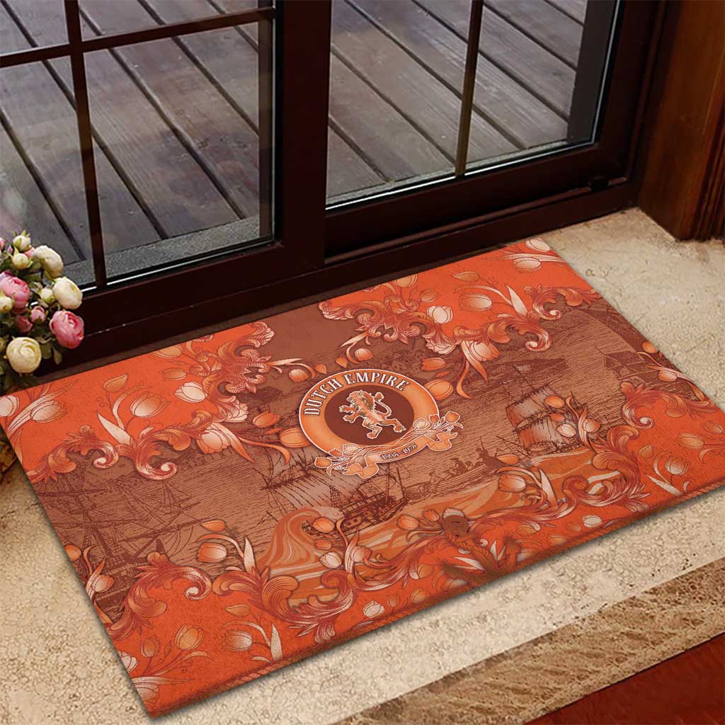 Dutch Empire Rubber Doormat Tulip Ornaments Vintage Style - Wonder Print Shop