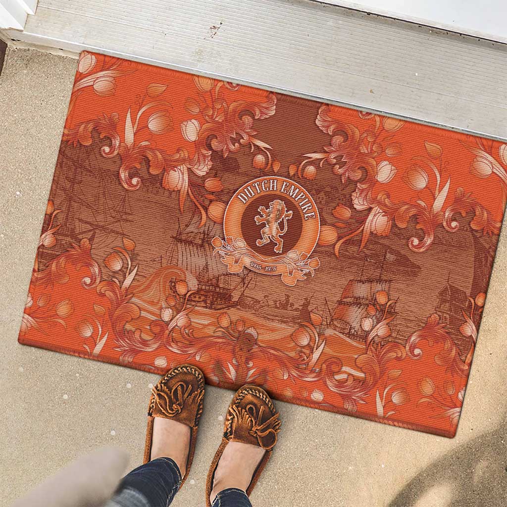 Dutch Empire Rubber Doormat Tulip Ornaments Vintage Style - Wonder Print Shop