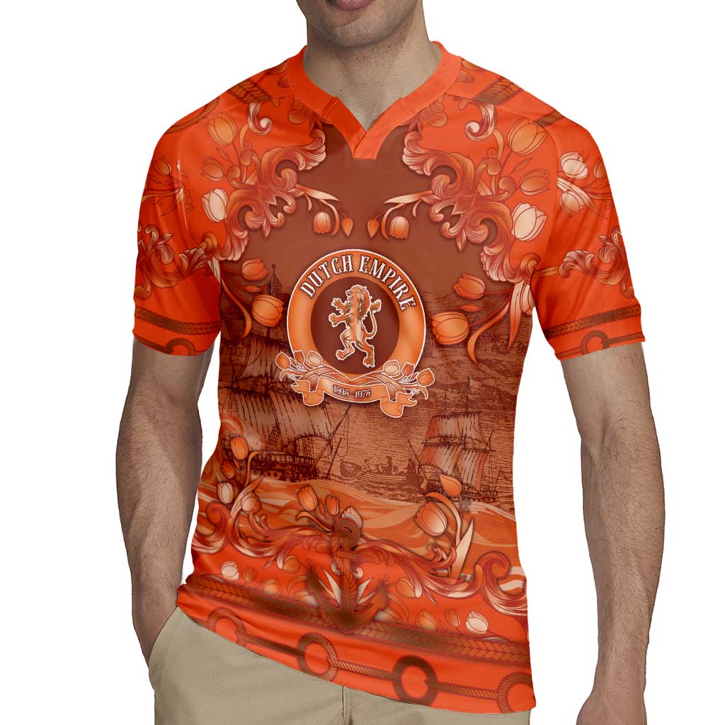 Personalized Dutch Empire Rugby Jersey Tulip Ornaments Vintage Style - Wonder Print Shop