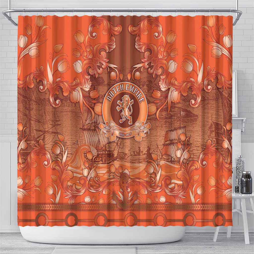 Dutch Empire Shower Curtain Tulip Ornaments Vintage Style - Wonder Print Shop