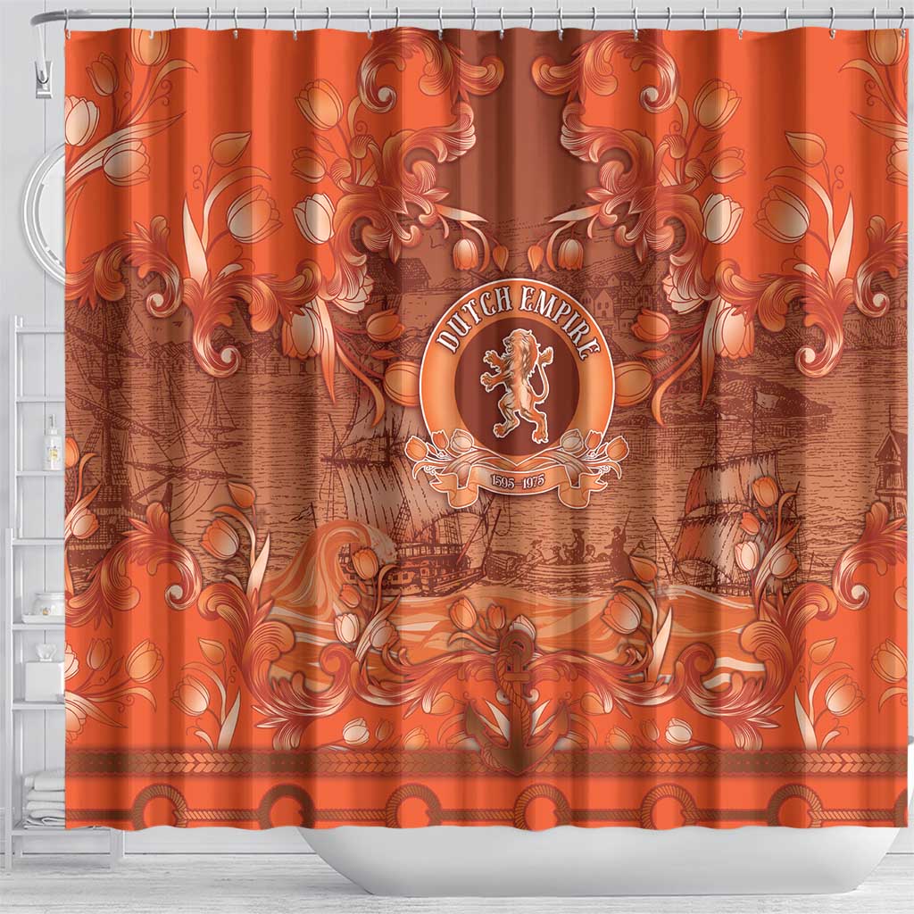 Dutch Empire Shower Curtain Tulip Ornaments Vintage Style - Wonder Print Shop