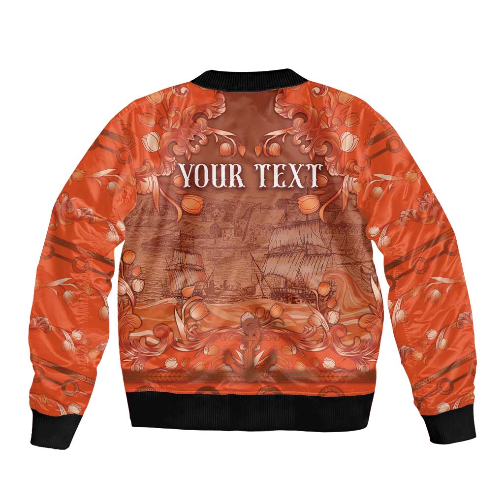 Personalized Dutch Empire Sleeve Zip Bomber Jacket Tulip Ornaments Vintage Style - Wonder Print Shop