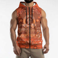 Personalized Dutch Empire Sleeveless Zip Hoodie Tulip Ornaments Vintage Style - Wonder Print Shop