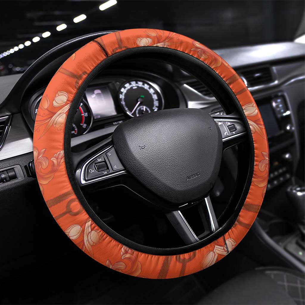 Dutch Empire Steering Wheel Cover Tulip Ornaments Vintage Style - Wonder Print Shop