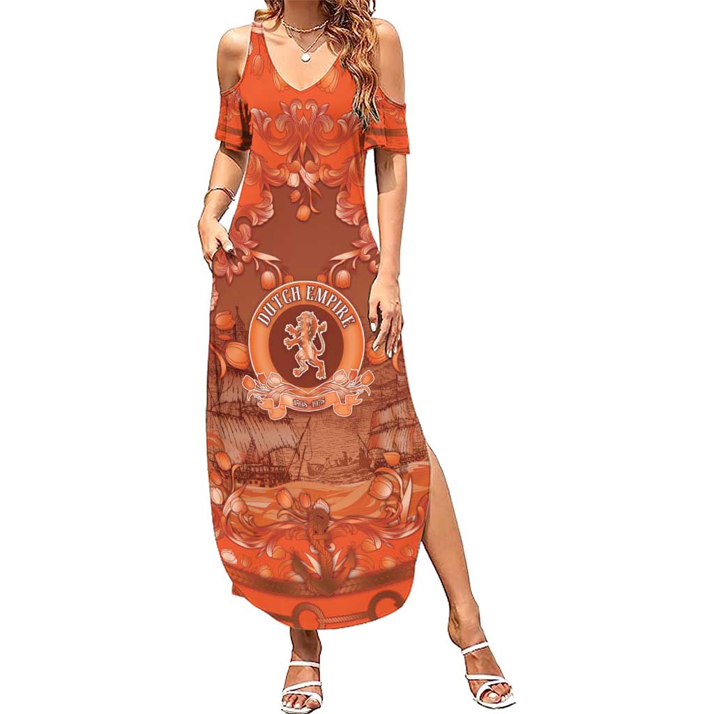 Personalized Dutch Empire Summer Maxi Dress Tulip Ornaments Vintage Style - Wonder Print Shop
