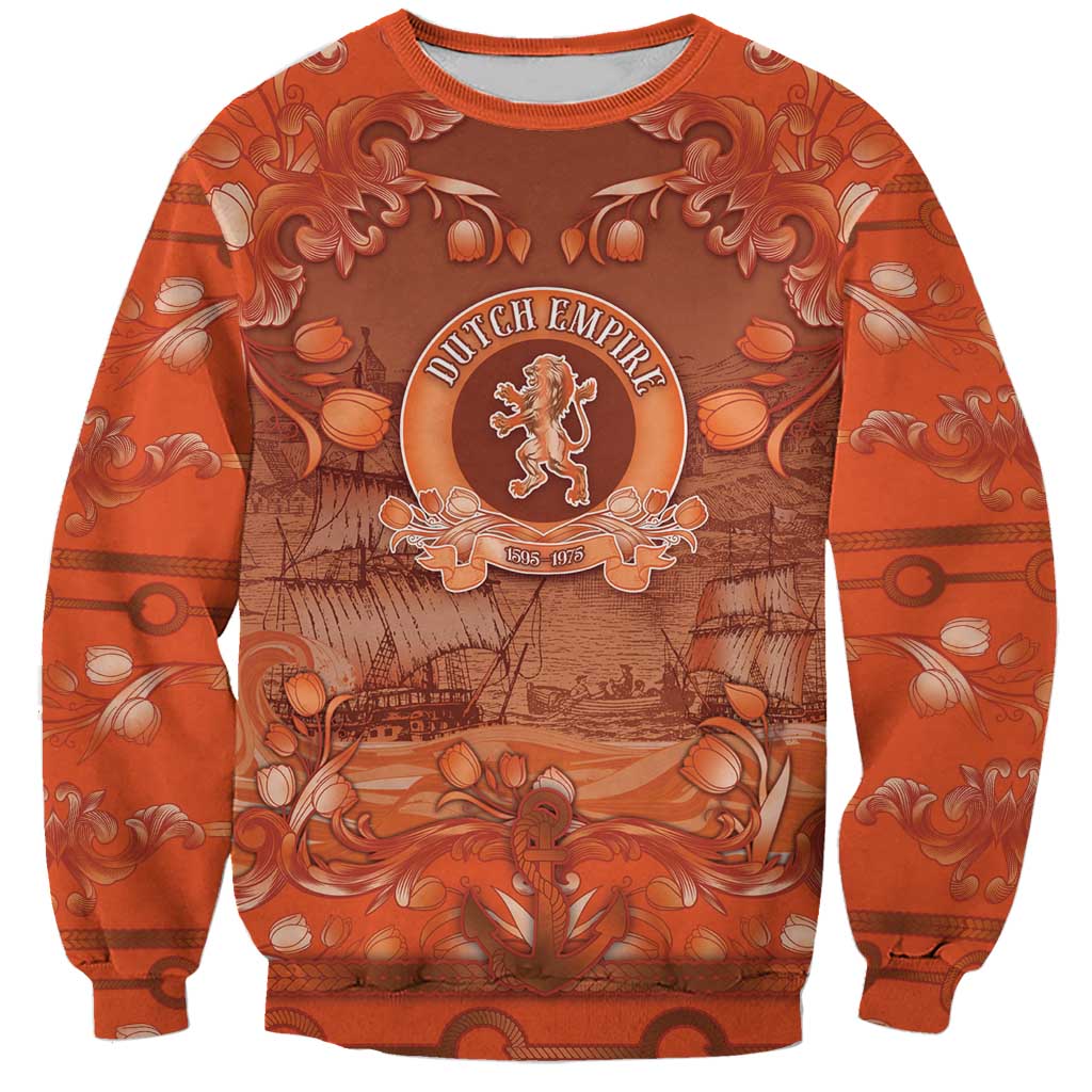 Personalized Dutch Empire Sweatshirt Tulip Ornaments Vintage Style - Wonder Print Shop