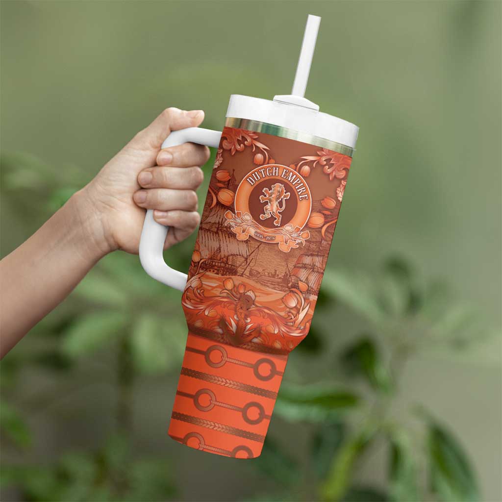 Personalized Dutch Empire Tumbler With Handle Tulip Ornaments Vintage Style - Wonder Print Shop