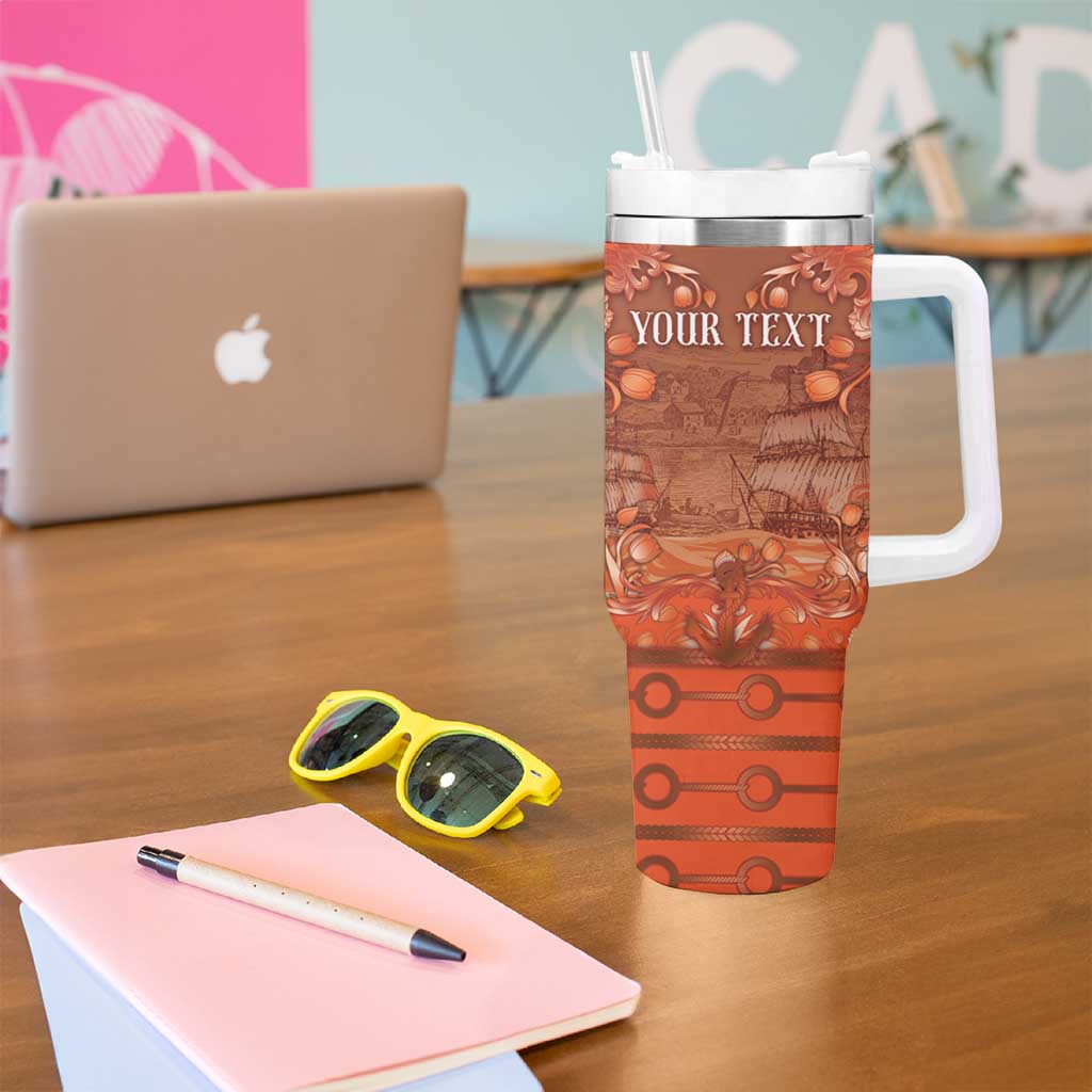 Personalized Dutch Empire Tumbler With Handle Tulip Ornaments Vintage Style - Wonder Print Shop