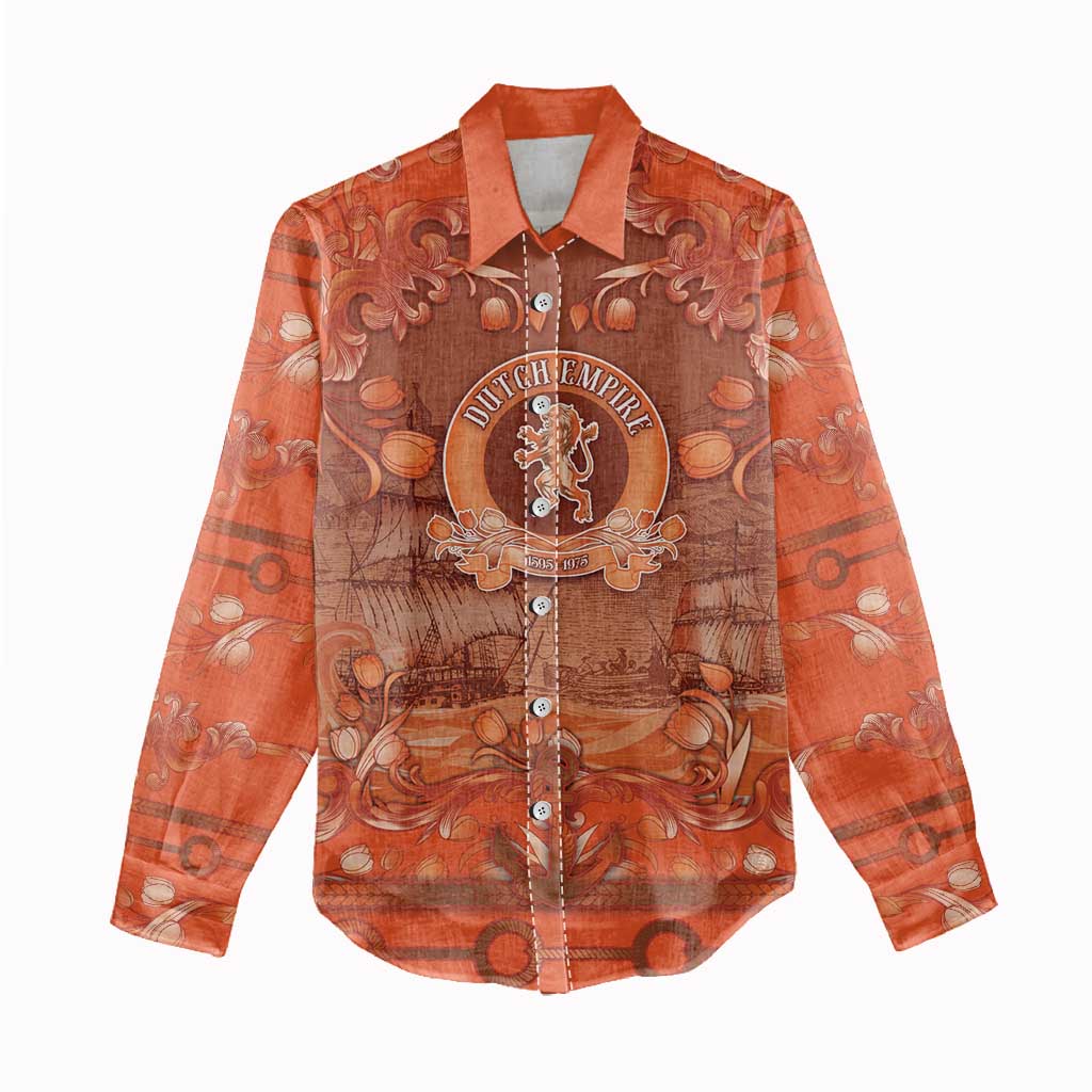 Personalized Dutch Empire Women Casual Shirt Tulip Ornaments Vintage Style - Wonder Print Shop