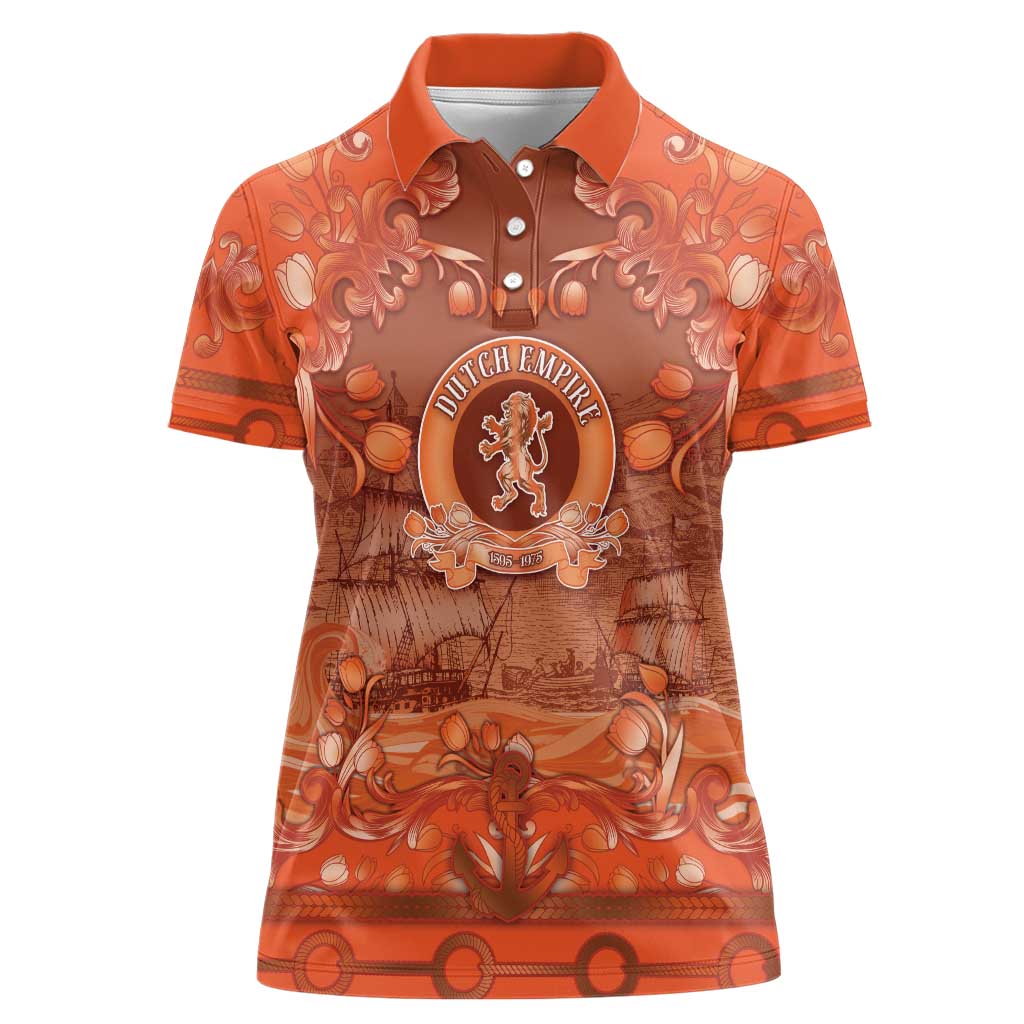 Personalized Dutch Empire Women Polo Shirt Tulip Ornaments Vintage Style - Wonder Print Shop