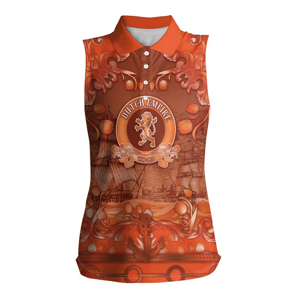 Personalized Dutch Empire Women Sleeveless Polo Shirt Tulip Ornaments Vintage Style - Wonder Print Shop