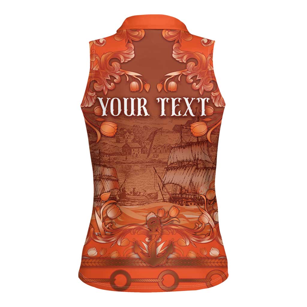 Personalized Dutch Empire Women Sleeveless Polo Shirt Tulip Ornaments Vintage Style - Wonder Print Shop