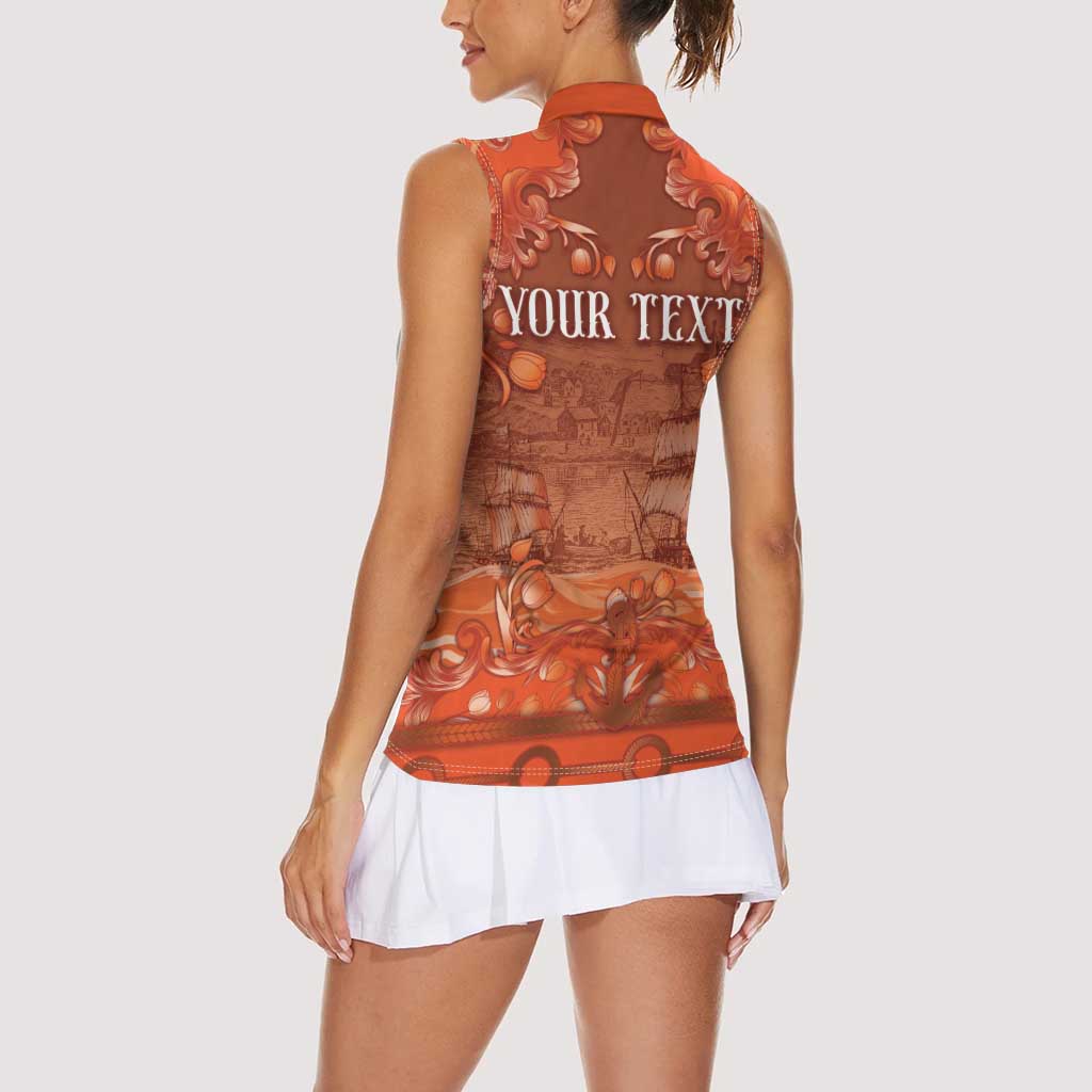 Personalized Dutch Empire Women Sleeveless Polo Shirt Tulip Ornaments Vintage Style - Wonder Print Shop