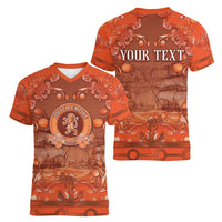 Personalized Dutch Empire Women V-Neck T-Shirt Tulip Ornaments Vintage Style - Wonder Print Shop