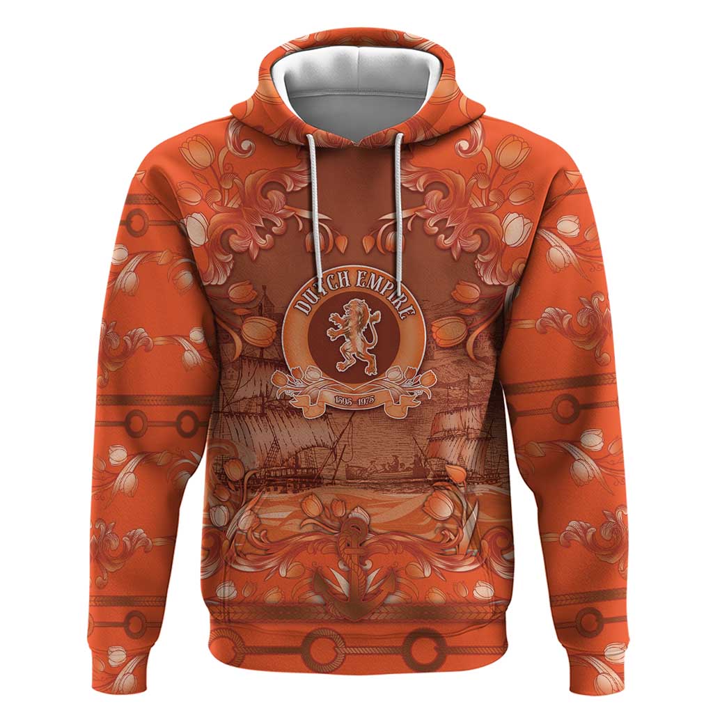 Personalized Dutch Empire Zip Hoodie Tulip Ornaments Vintage Style - Wonder Print Shop