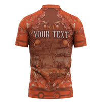 Personalized Dutch Empire Zipper Polo Shirt Tulip Ornaments Vintage Style - Wonder Print Shop