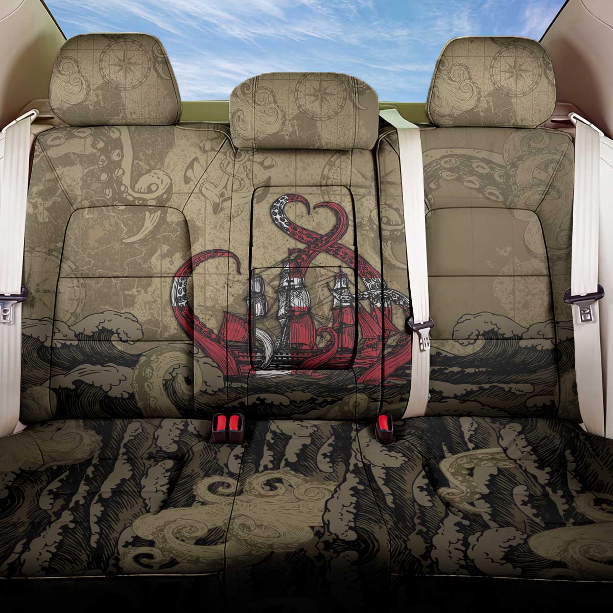 Danish Empire Back Car Seat Cover Denmark Norway Union And Kraken - Wonder Print Shop