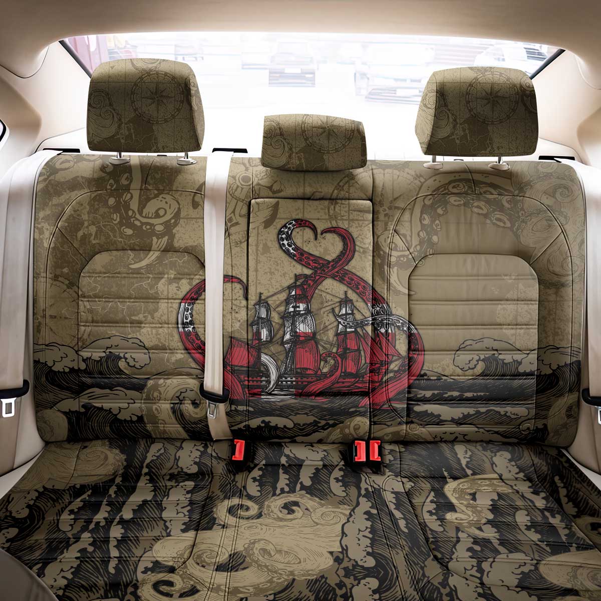 Danish Empire Back Car Seat Cover Denmark Norway Union And Kraken - Wonder Print Shop