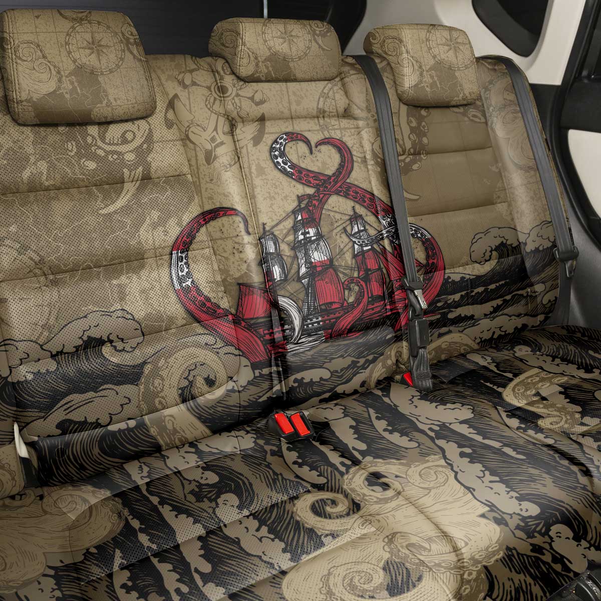 Danish Empire Back Car Seat Cover Denmark Norway Union And Kraken - Wonder Print Shop