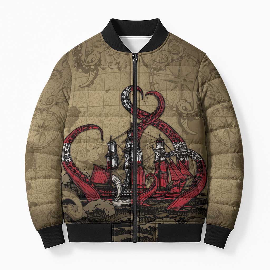 Danish Empire Bomber Puffer Jacket Denmark Norway Union And Kraken - Wonder Print Shop