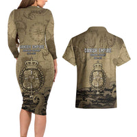 Danish Empire Couples Matching Long Sleeve Bodycon Dress and Hawaiian Shirt Denmark Norway Union And Kraken - Wonder Print Shop