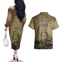 Danish Empire Couples Matching Off The Shoulder Long Sleeve Dress and Hawaiian Shirt Denmark Norway Union And Kraken - Wonder Print Shop