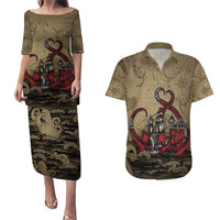 Danish Empire Couples Matching Puletasi and Hawaiian Shirt Denmark Norway Union And Kraken - Wonder Print Shop