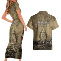 Danish Empire Couples Matching Short Sleeve Bodycon Dress and Hawaiian Shirt Denmark Norway Union And Kraken - Wonder Print Shop