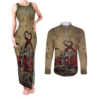 Danish Empire Couples Matching Tank Maxi Dress and Long Sleeve Button Shirt Denmark Norway Union And Kraken - Wonder Print Shop